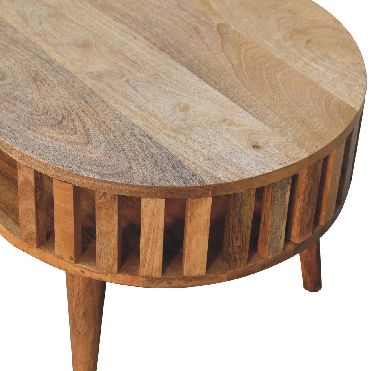 Ariella Coffee Table with Shelf for Small Spaces, Solid Wood Brown