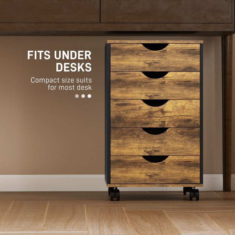 Filing Cabinet Five-Drawer Rustic Brown