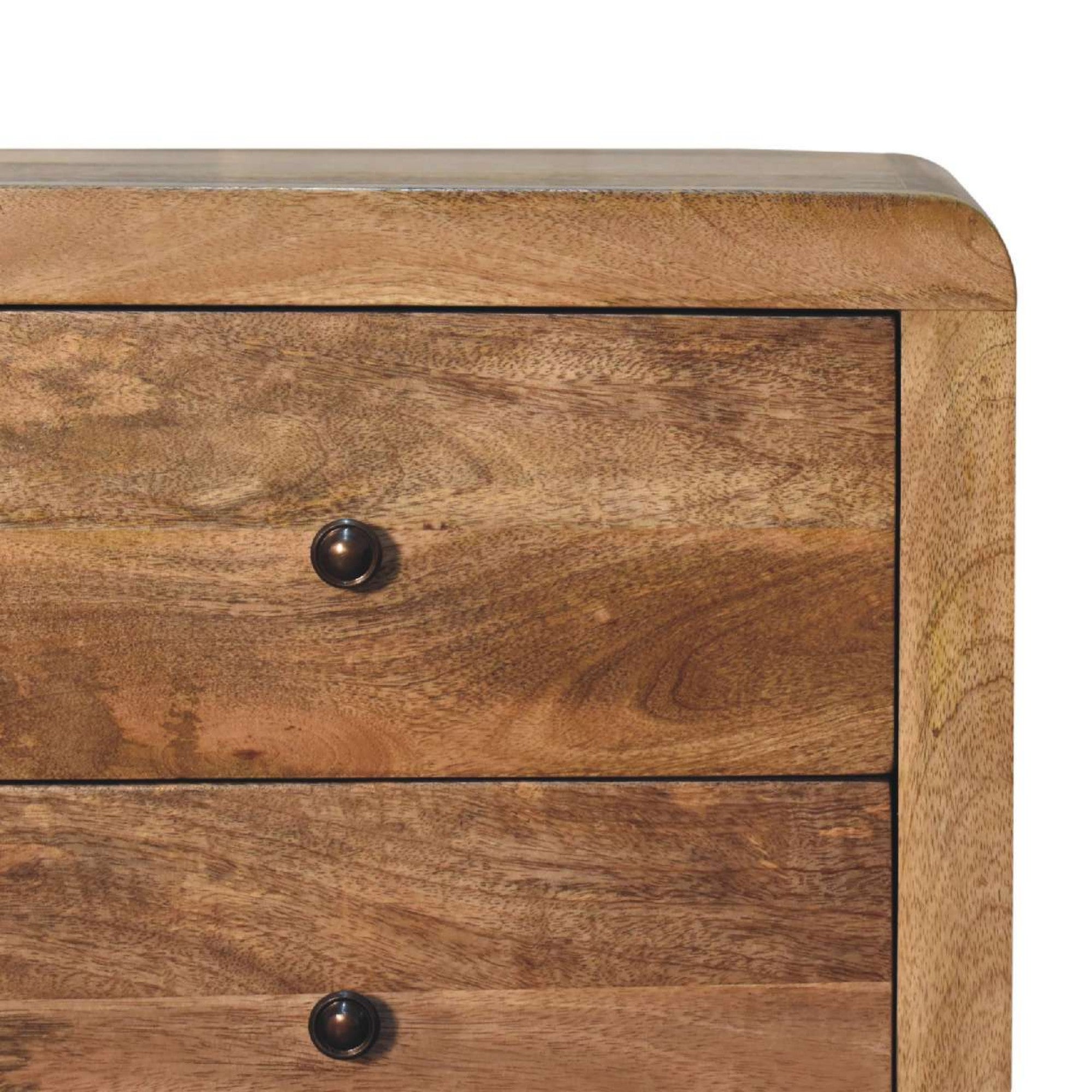 Solid Wood Aspen Bedside with 3 Drawers, Oak-ish Beige