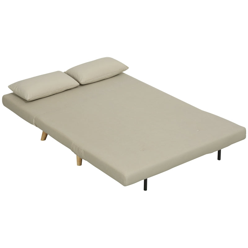 Sleeper Sofa Adjustable Backrest Lumbar Cushions, Velvet Look Beige