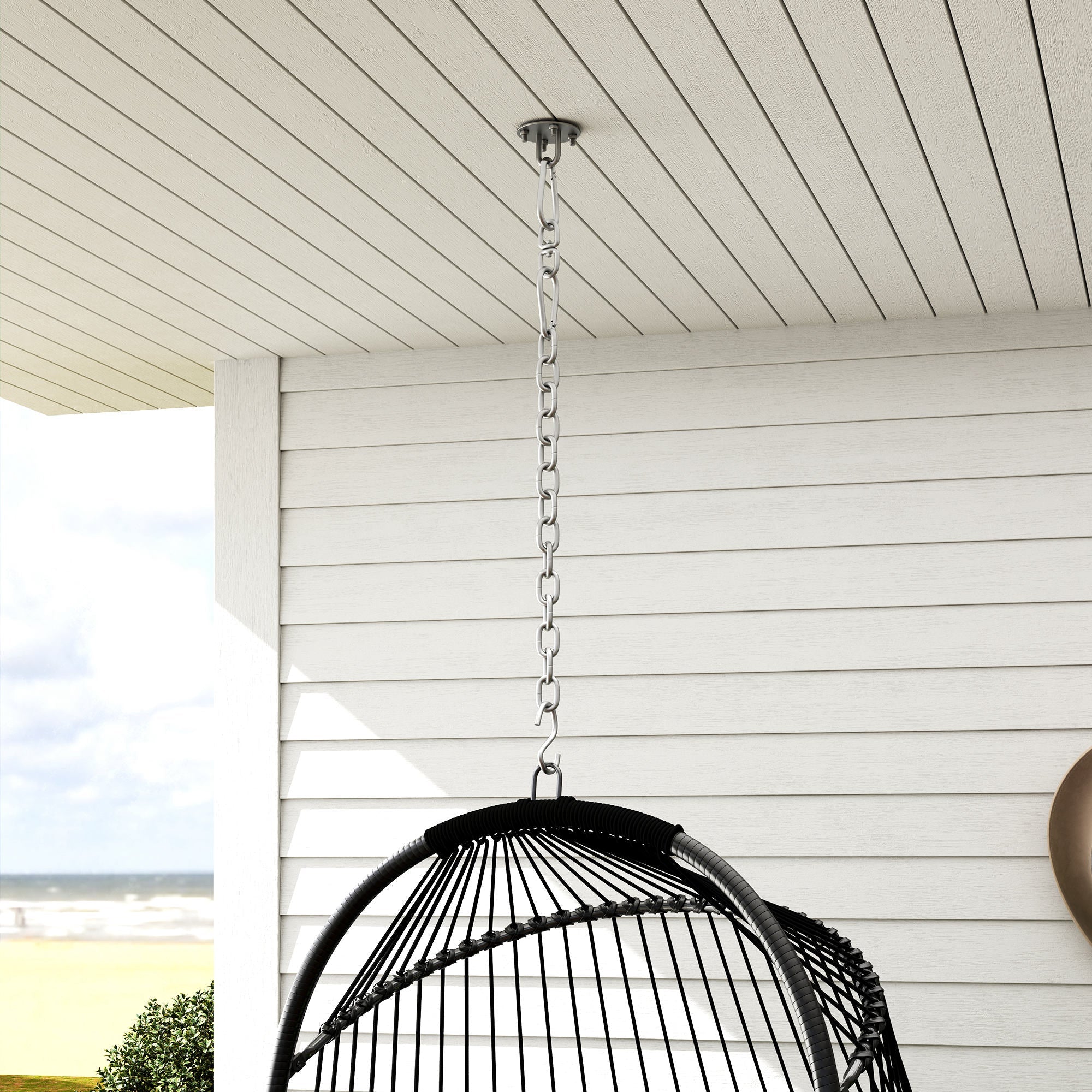 Hängesessel, klappbare Polyrattan-Schaukel, 150 kg Tragkraft, dunkelgrau