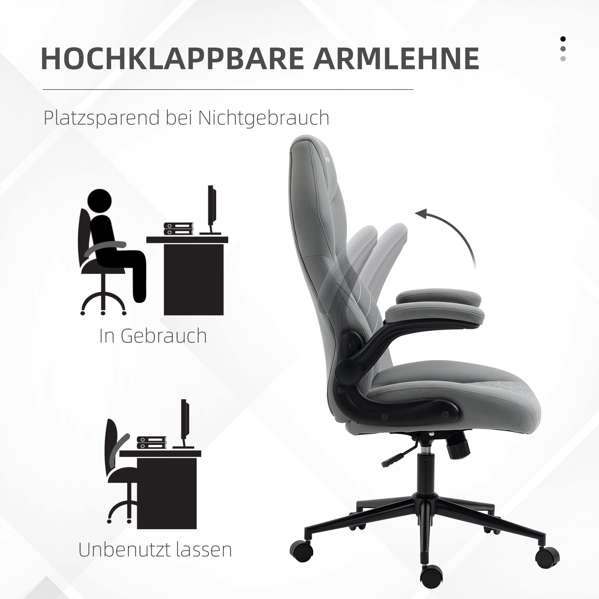 Ergonomic Office Chair, Rocking Adjustable Armrests Soft Cushion, Home Office Comfort