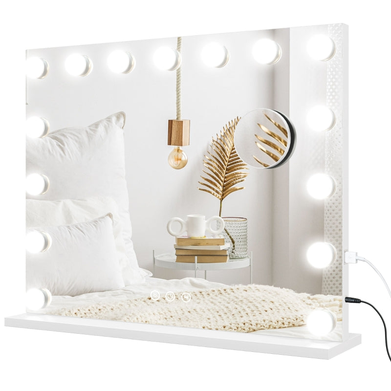LED Kosmetikspiegel, 3 Lichtmodi, dimmbar, USB, Weiß