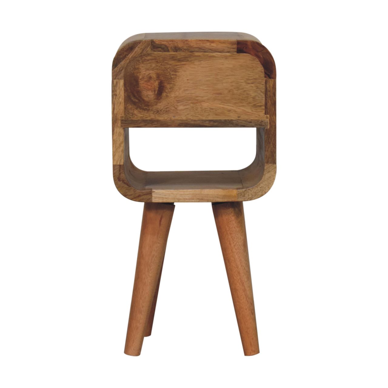 Solid Wood Extra Mini Bedside, 1 Drawer Open Slot, Brown