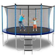 Trampolin 8-12FT verstellbar, Sicherheitsnetz & Federabdeckung, robuster verzinkter Stahlrahmen, 400lbs Tragkraft, Blau