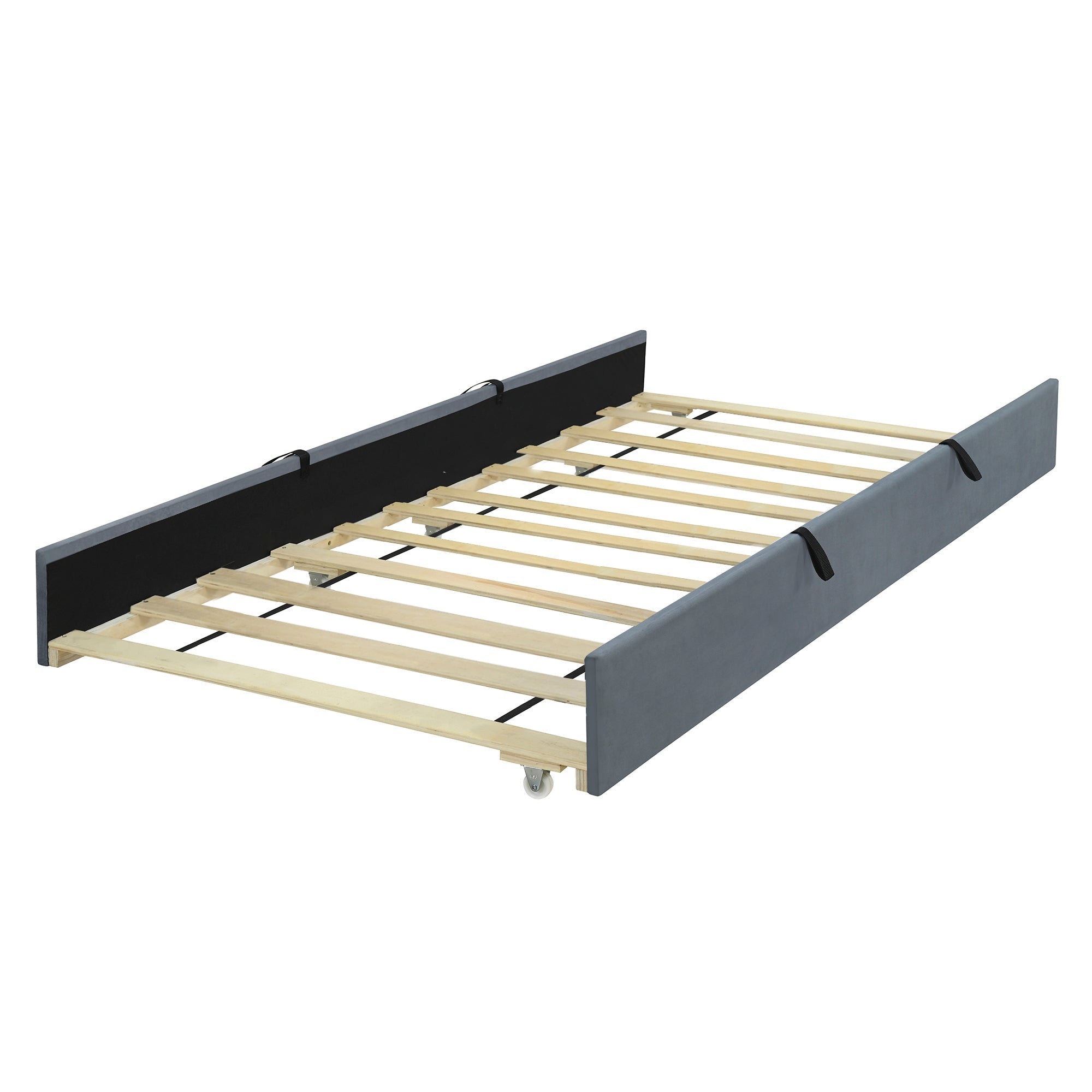 Upholstered Bed with Pull-Out, 90 x 190 cm Single, Grey Velvet