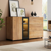 Sideboard Modern Buffet Storage Console Cabinet 3 Drawers Glass 140 cm
