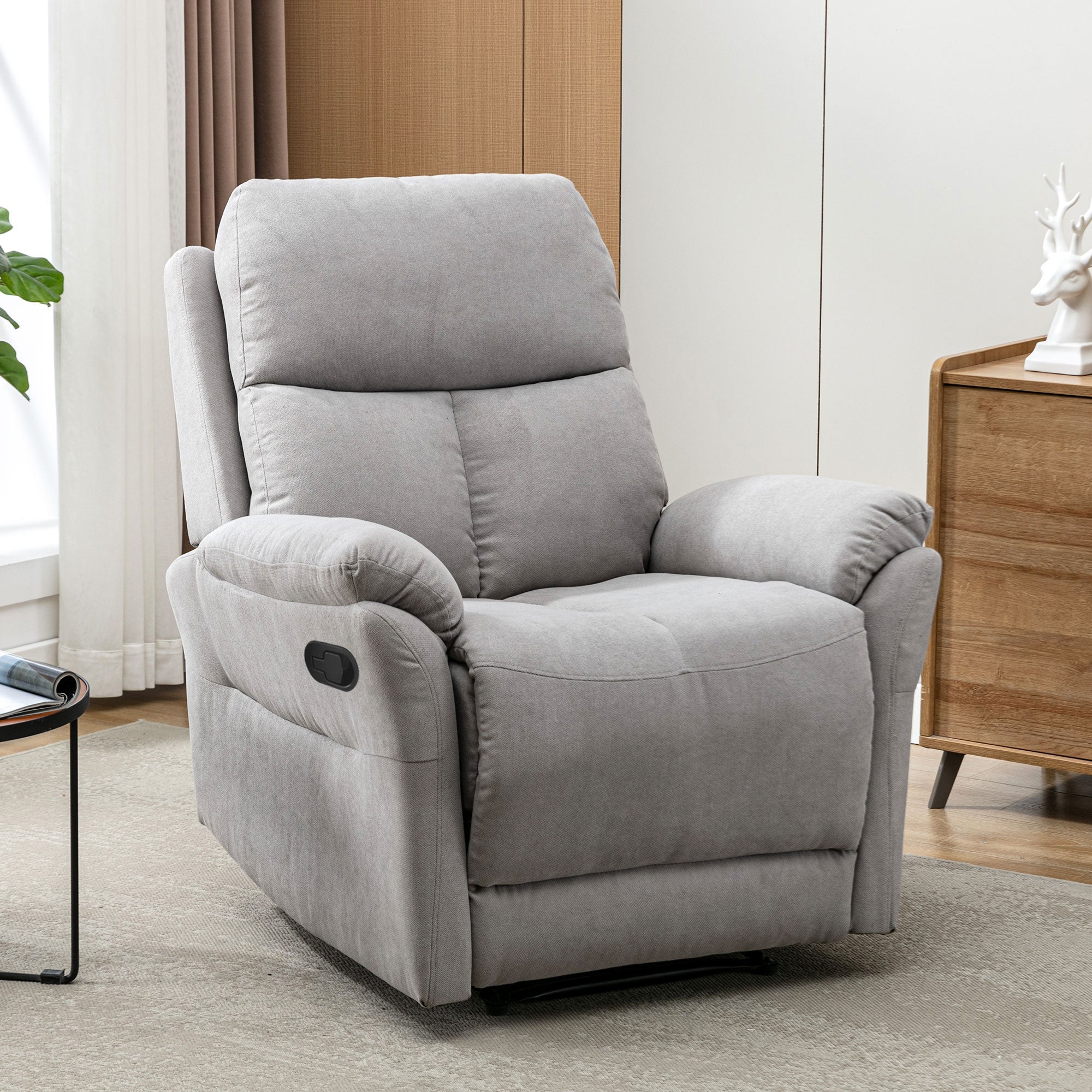 Recliner Chair for the Elderly, Adjustable Upholstered Armchair with Side Pockets, Gray Fabric
