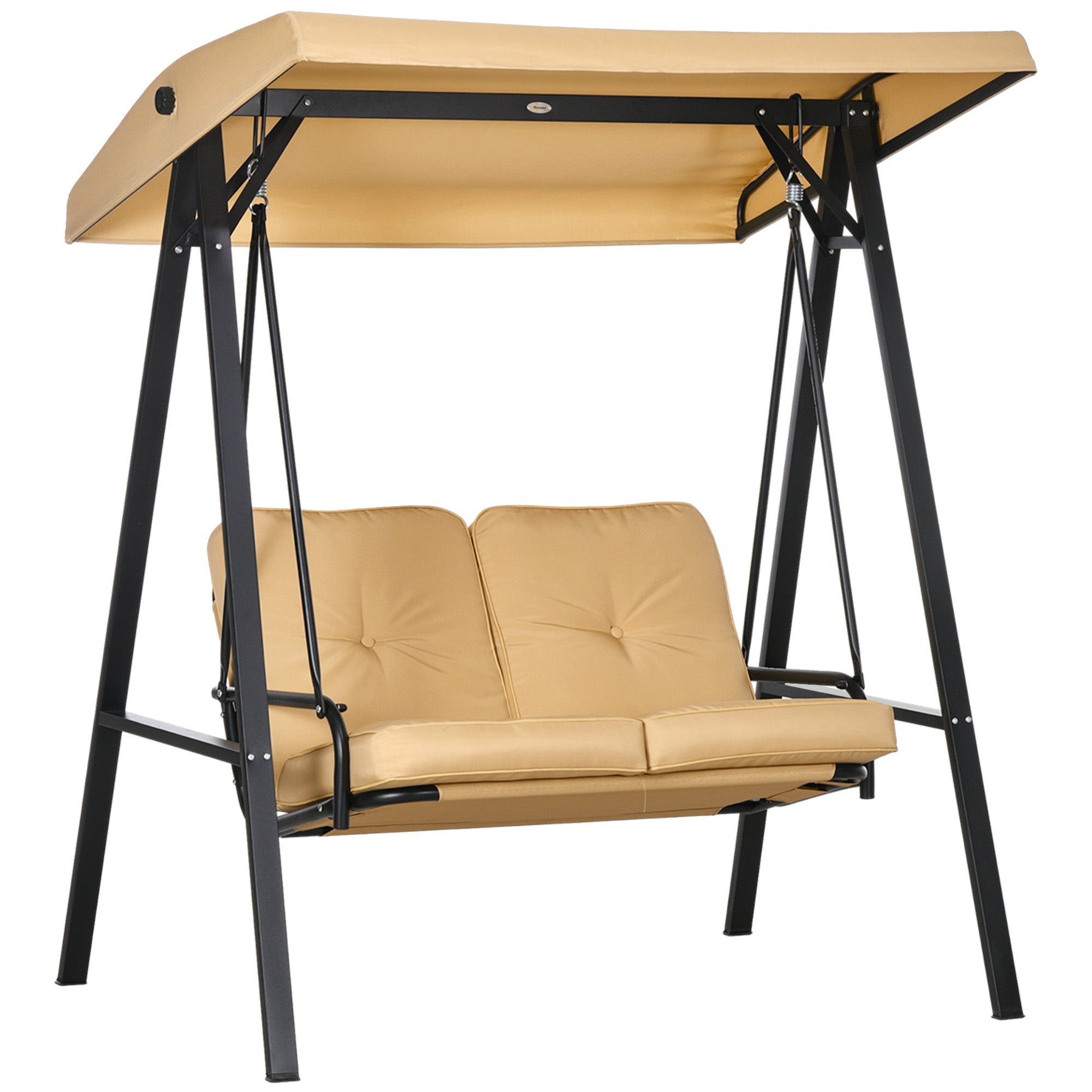 Outsuuny Hollywood Swing 3-Seater Adjustable Sunshade 220kg Load Capacity, Beige