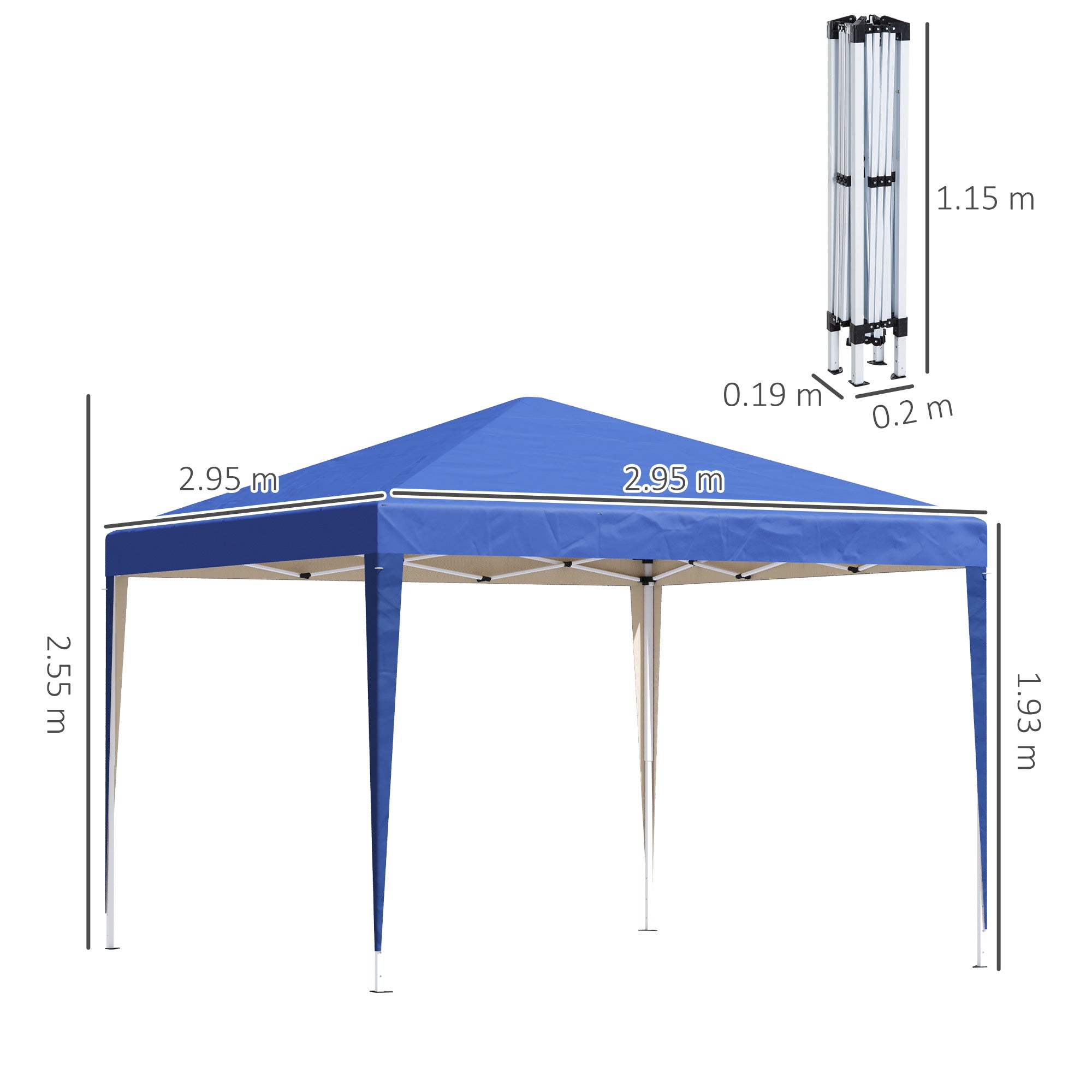 Pavilion Pop-Up Folding 3x3m Water-Repellent UV Protection, Blue