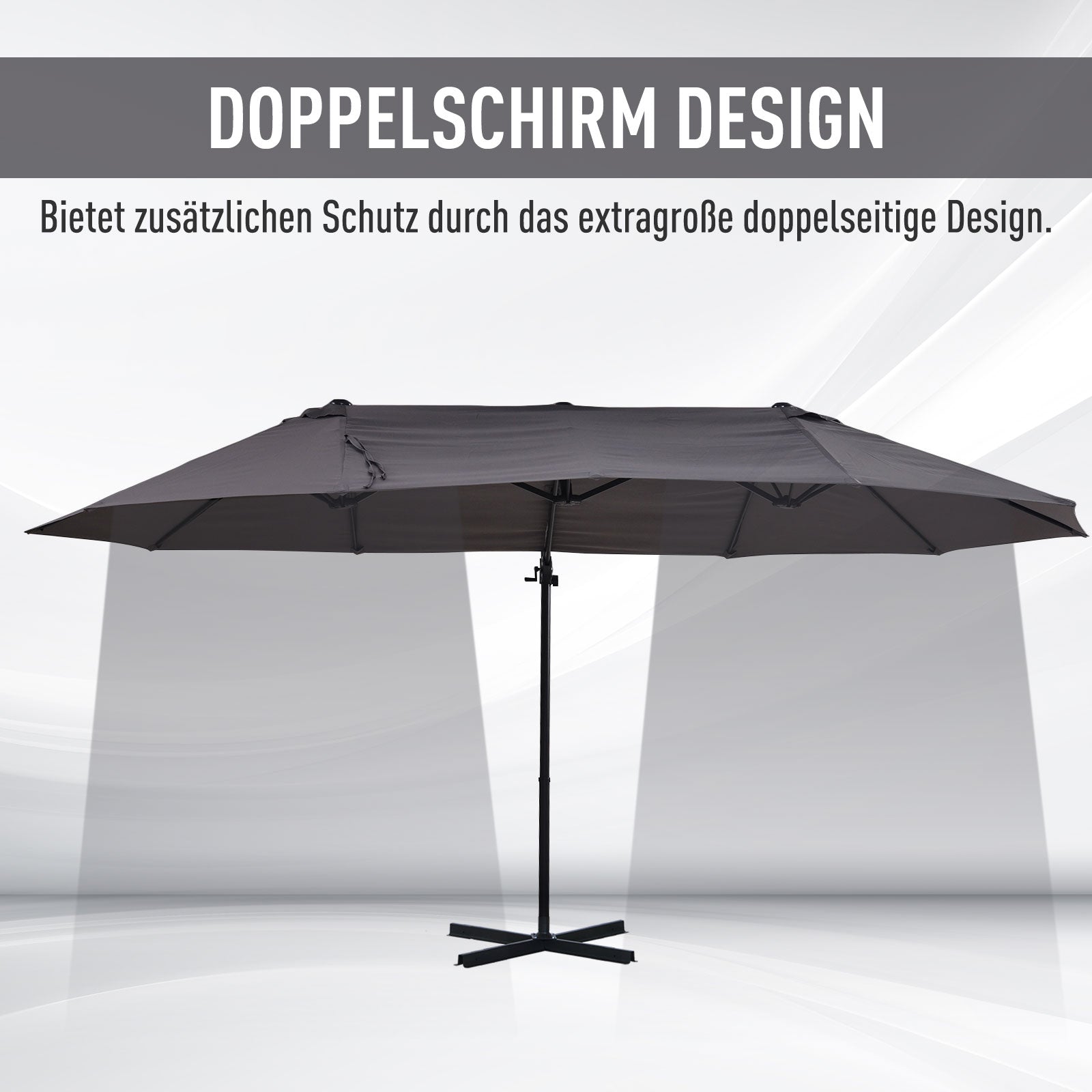 Double Parasol Cantilever Adjustable Garden Sun Protection, Metal Dark Grey