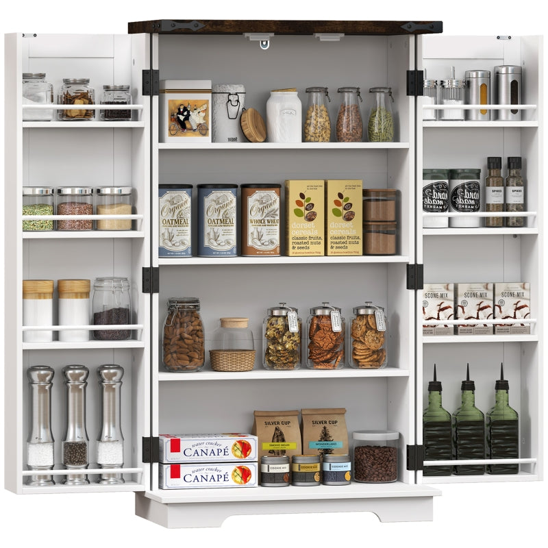 Multi-Storage Cabinet Farmhouse Style with Adjustable Shelves White