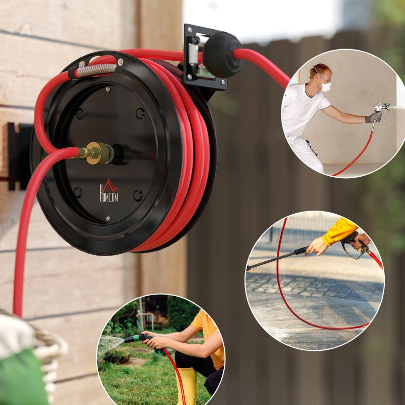 Wall-mounted Hose Reel Automatic Retraction 15+1m Hose 20 Bar - Metal