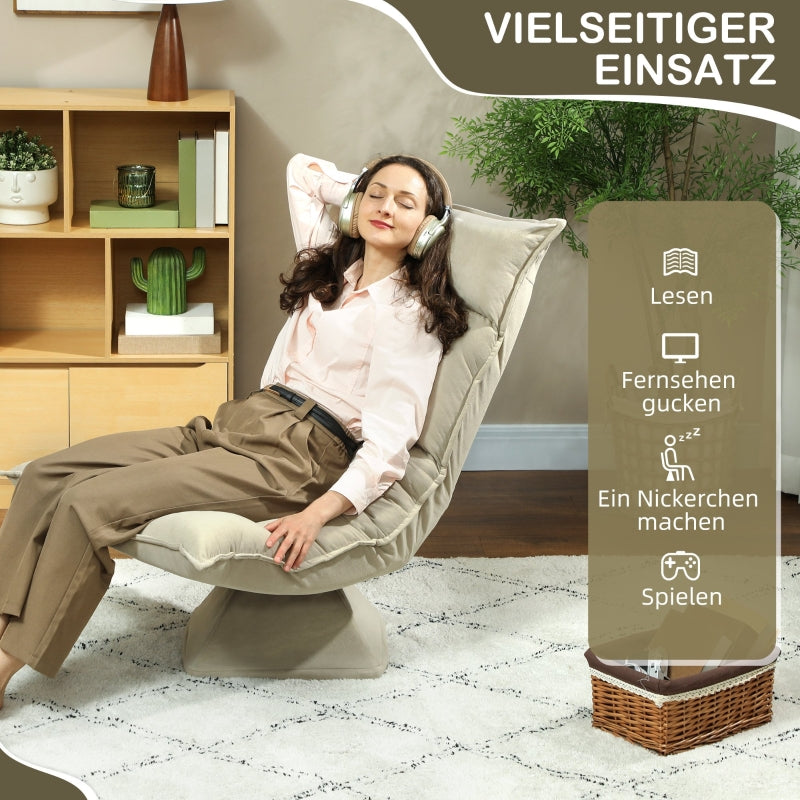 Floor Chair 360° Rotatable, 5-Way Adjustable, Foldable, Beige