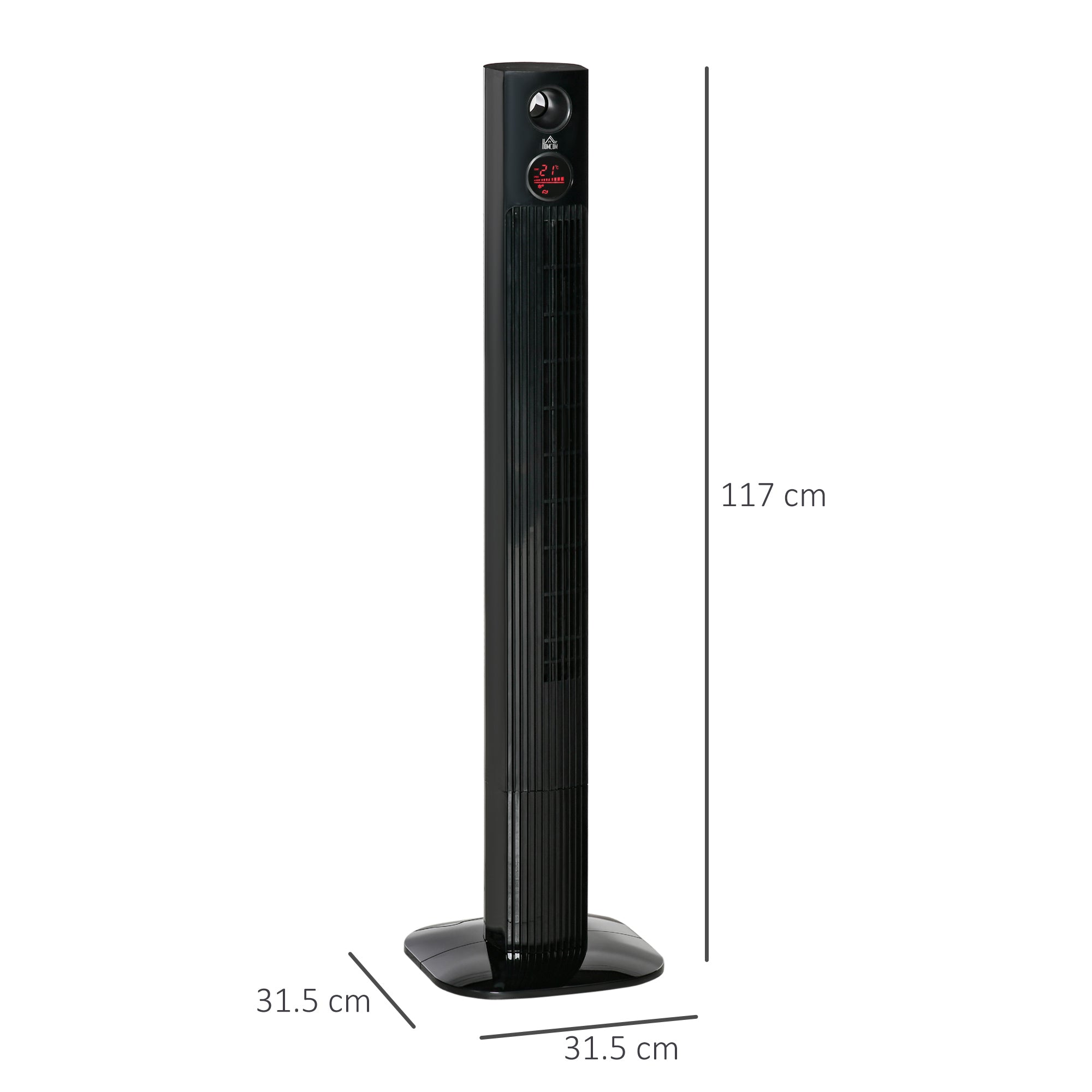 Pedestal fan with remote control, 45W, 12H timer, 70° oscillation, 3 ventilation levels, aroma diffuser, black