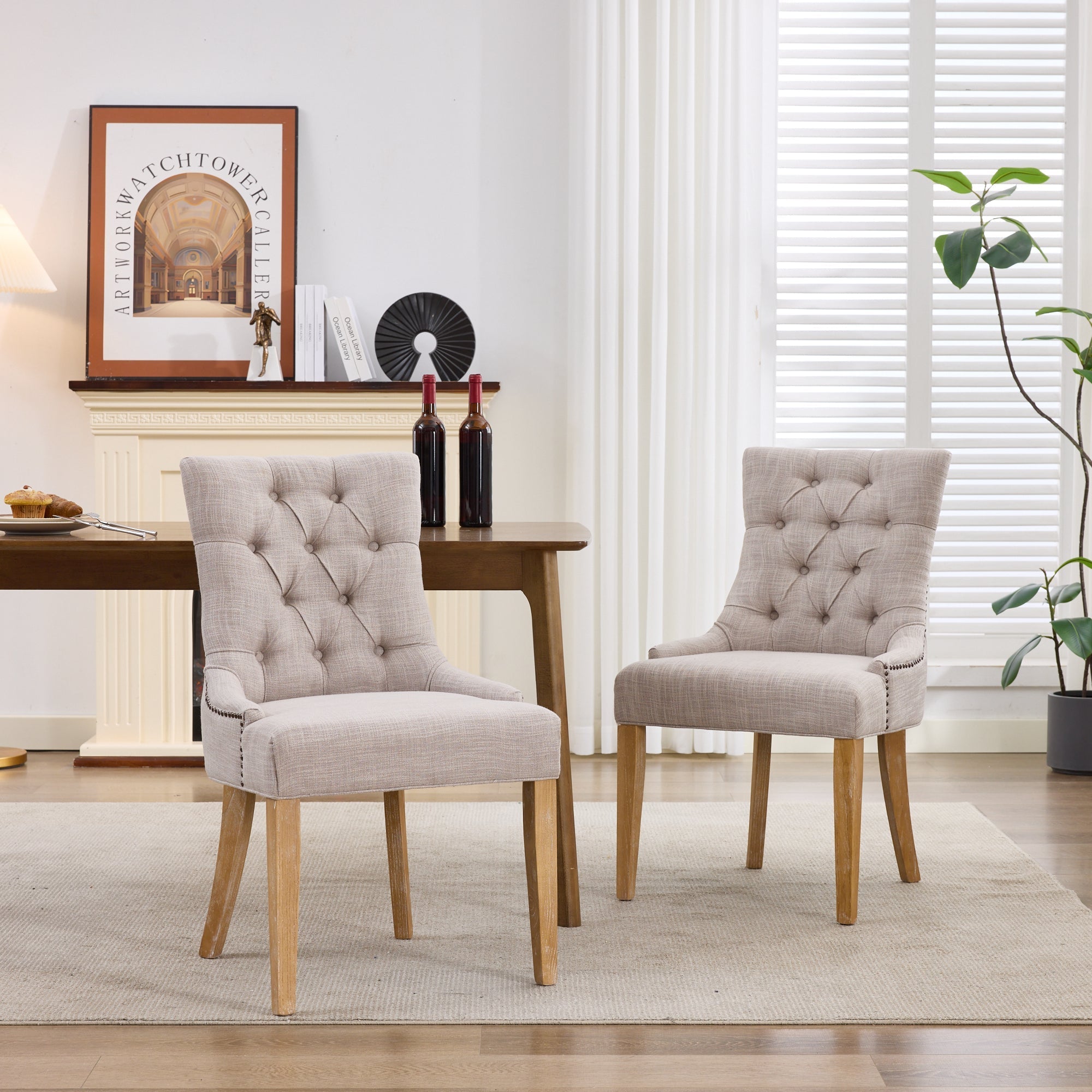 Dining Room Armchair Set of 2 Upholstered Modern Design Fabric