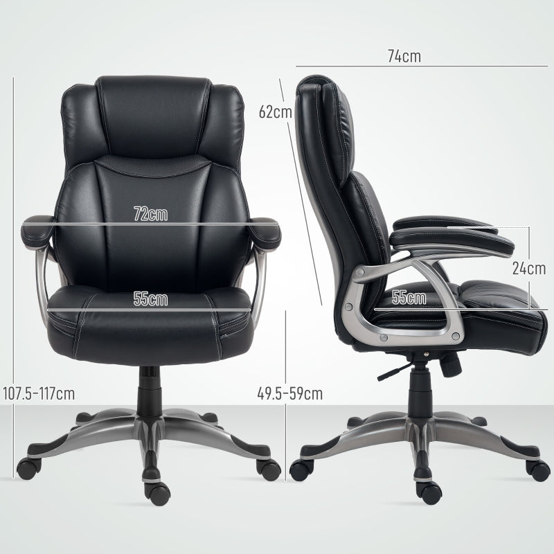 Office Chair Adjustable Height with Faux Leather - Black