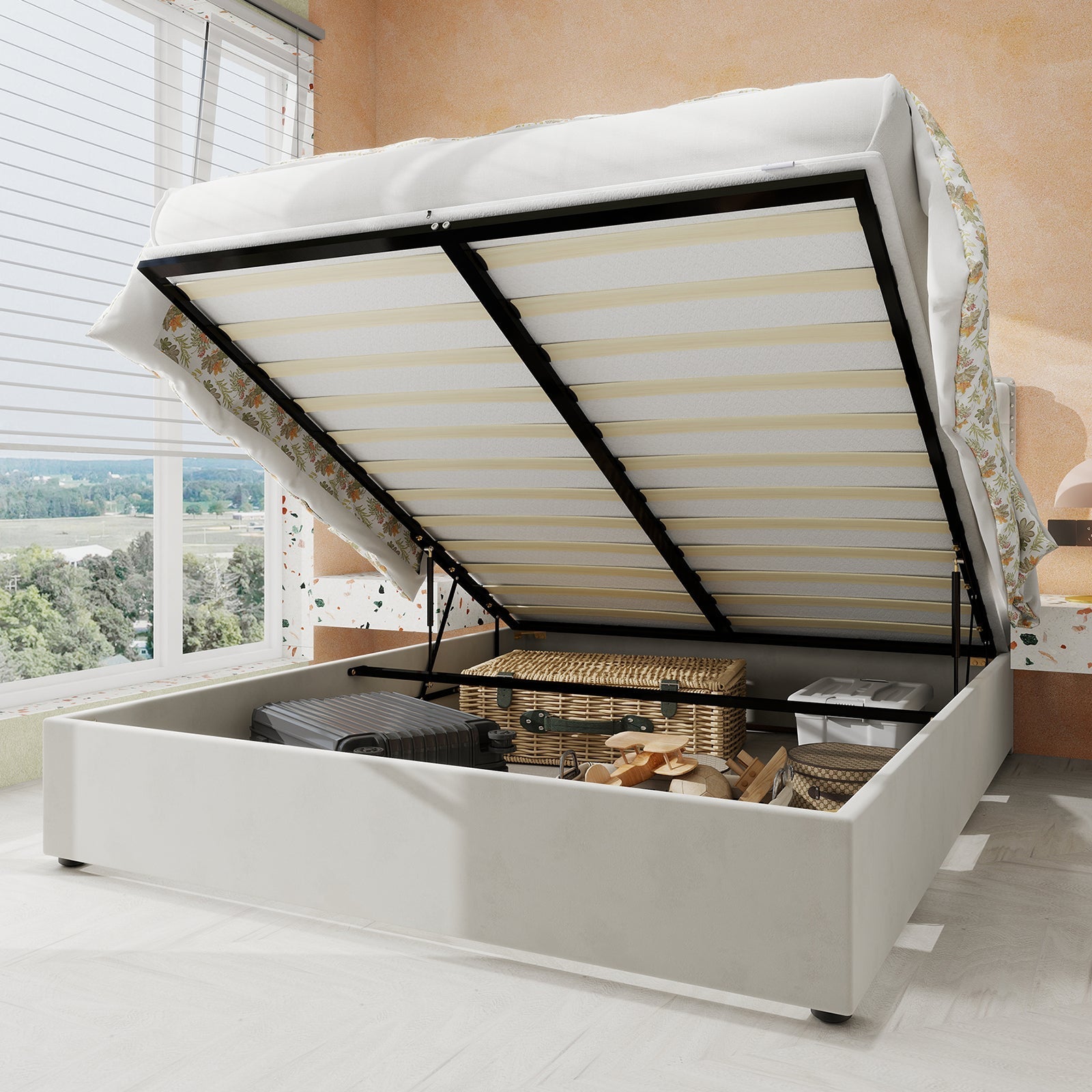 Modern Minimalist Soft Bed, 140*200CM, Beige