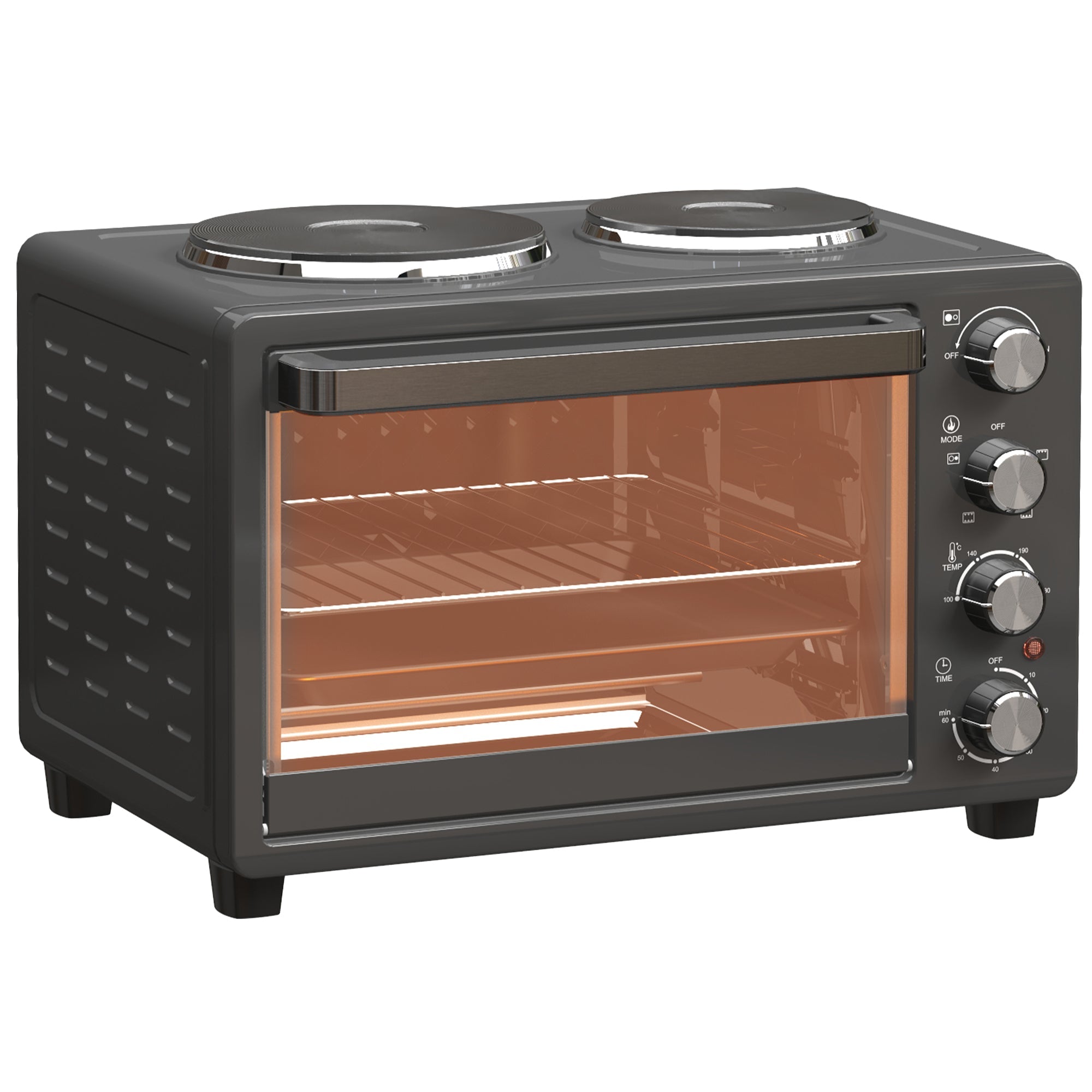 Mini Oven 28L 2600W with 2 Warming Plates, Black