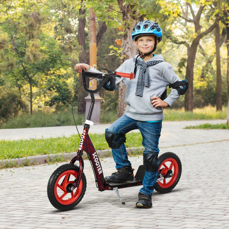 Children's Kick Scooter with Height-Adjustable Handlebar, Brake and Kickstand, Red