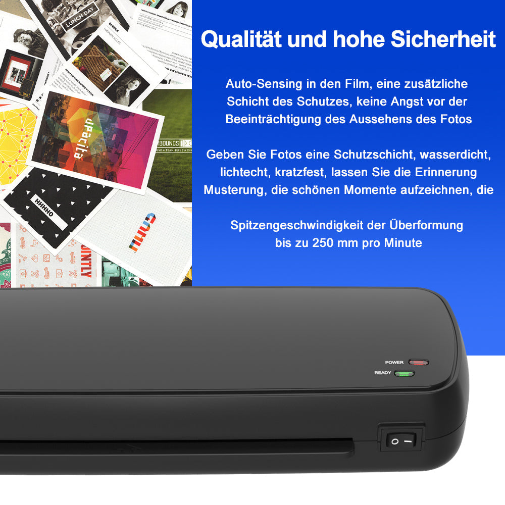 Laminator Machine, A4 Hot & Cold Fast Warm 9 Inch Thermal, Black