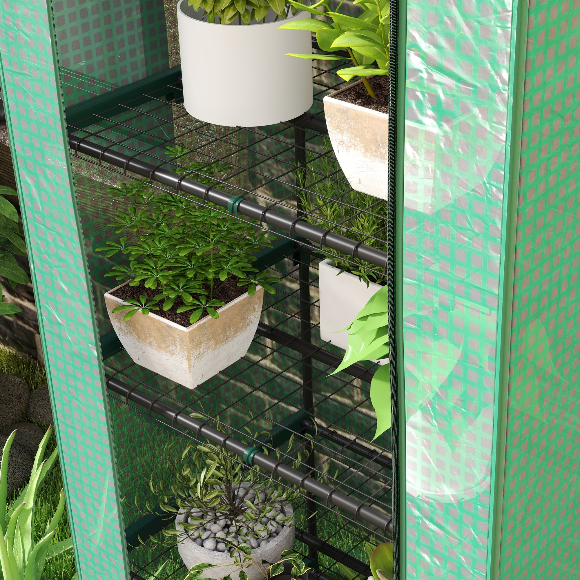 Greenhouse Roll-Up Door Shelves Winterproof Steel Foil