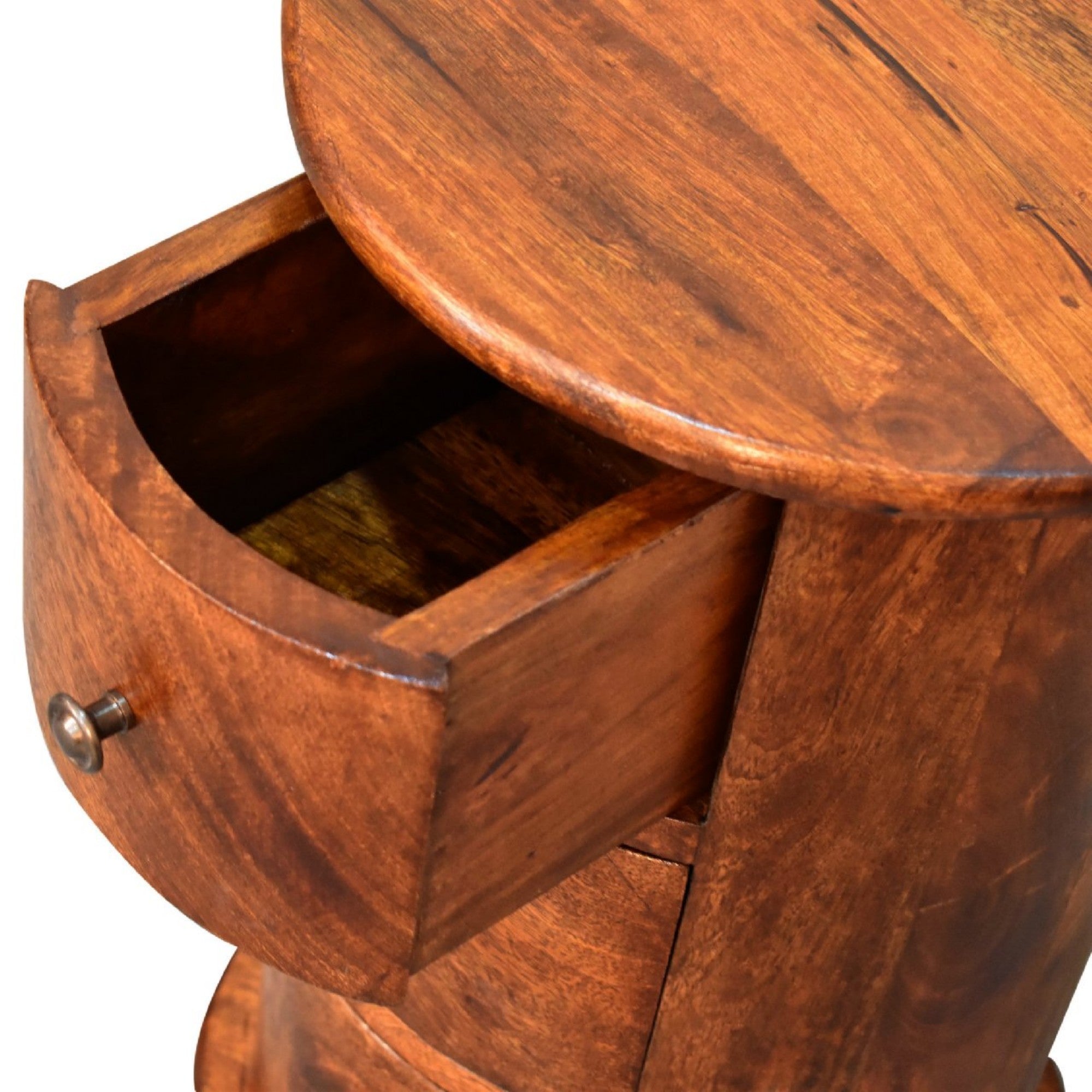 Solid Wood Mini Drum Chest with 3 Drawers, Dark Brown