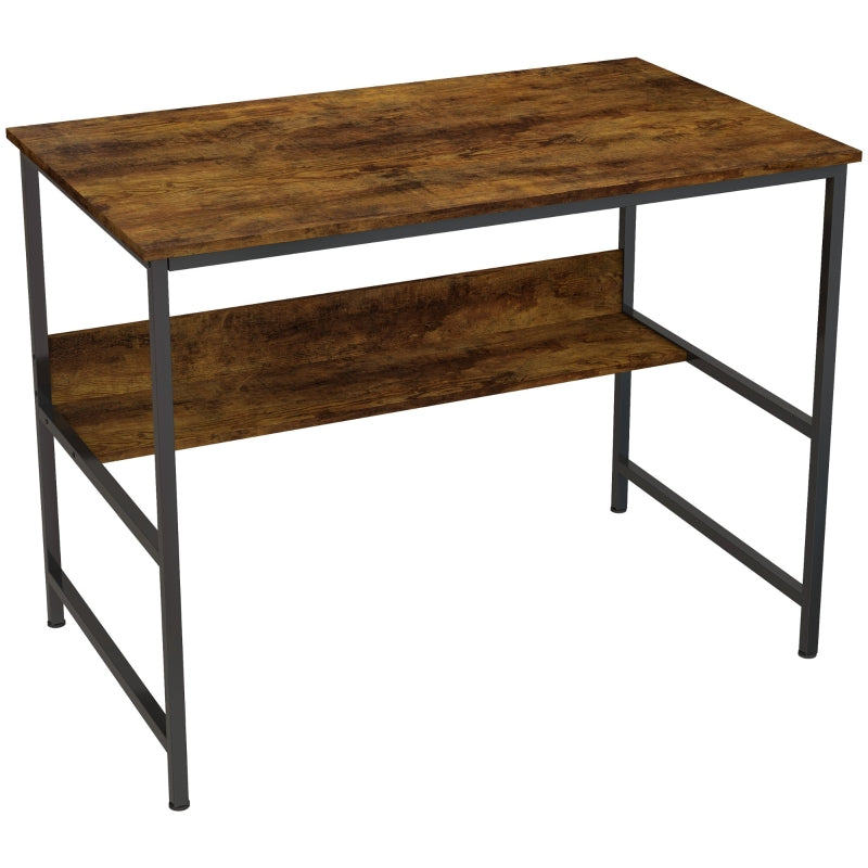 2-Tier Computer Desk, 100 x 60 cm, Rustic Brown