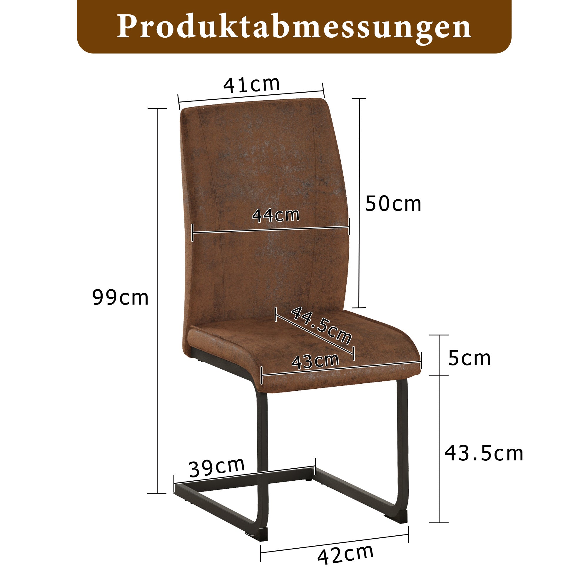 Dining Chairs Set of 2 Ergonomic Design - Faux Leather Brown