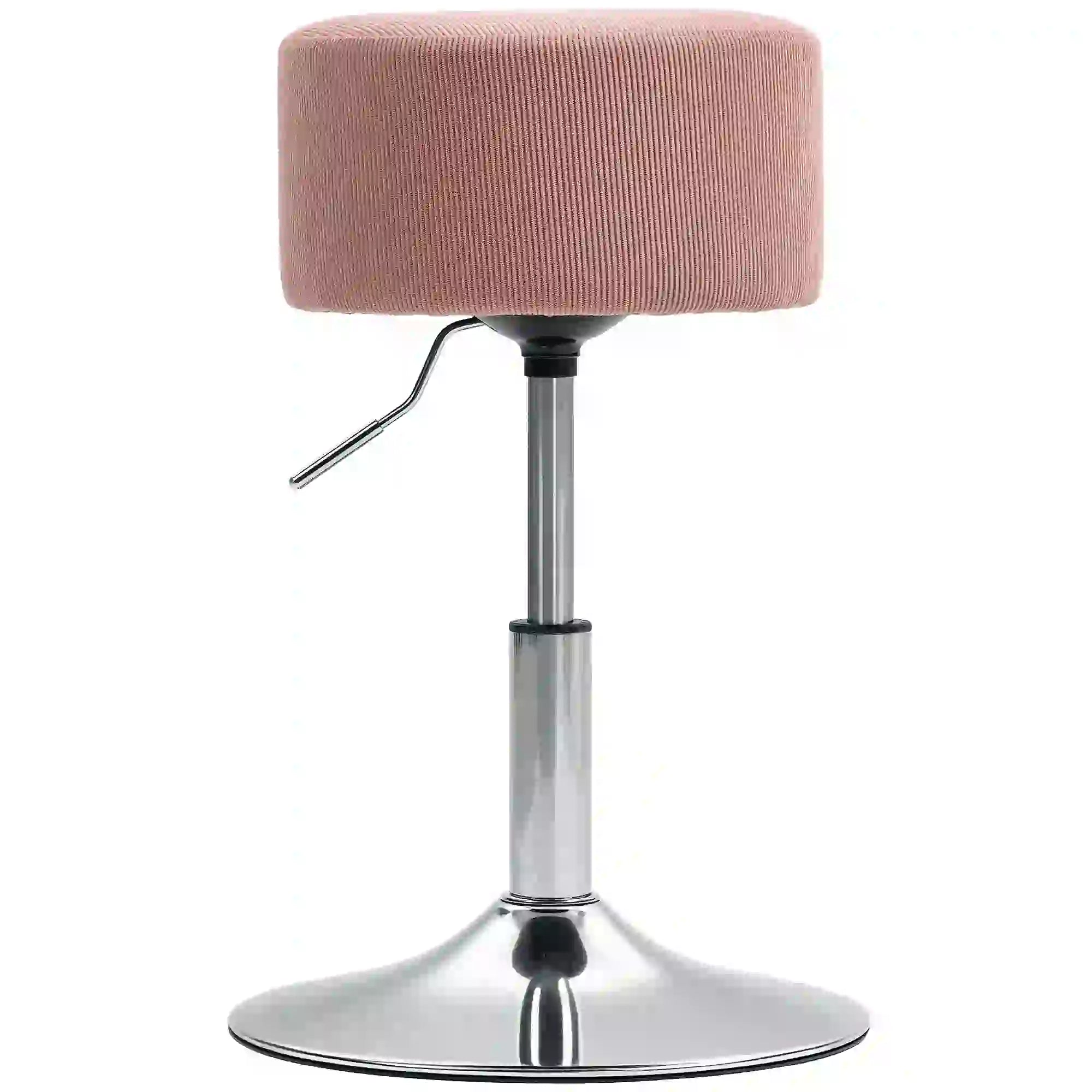 Bar Stool, Height-Adjustable Swivel Counter Stool, Pink Corduroy