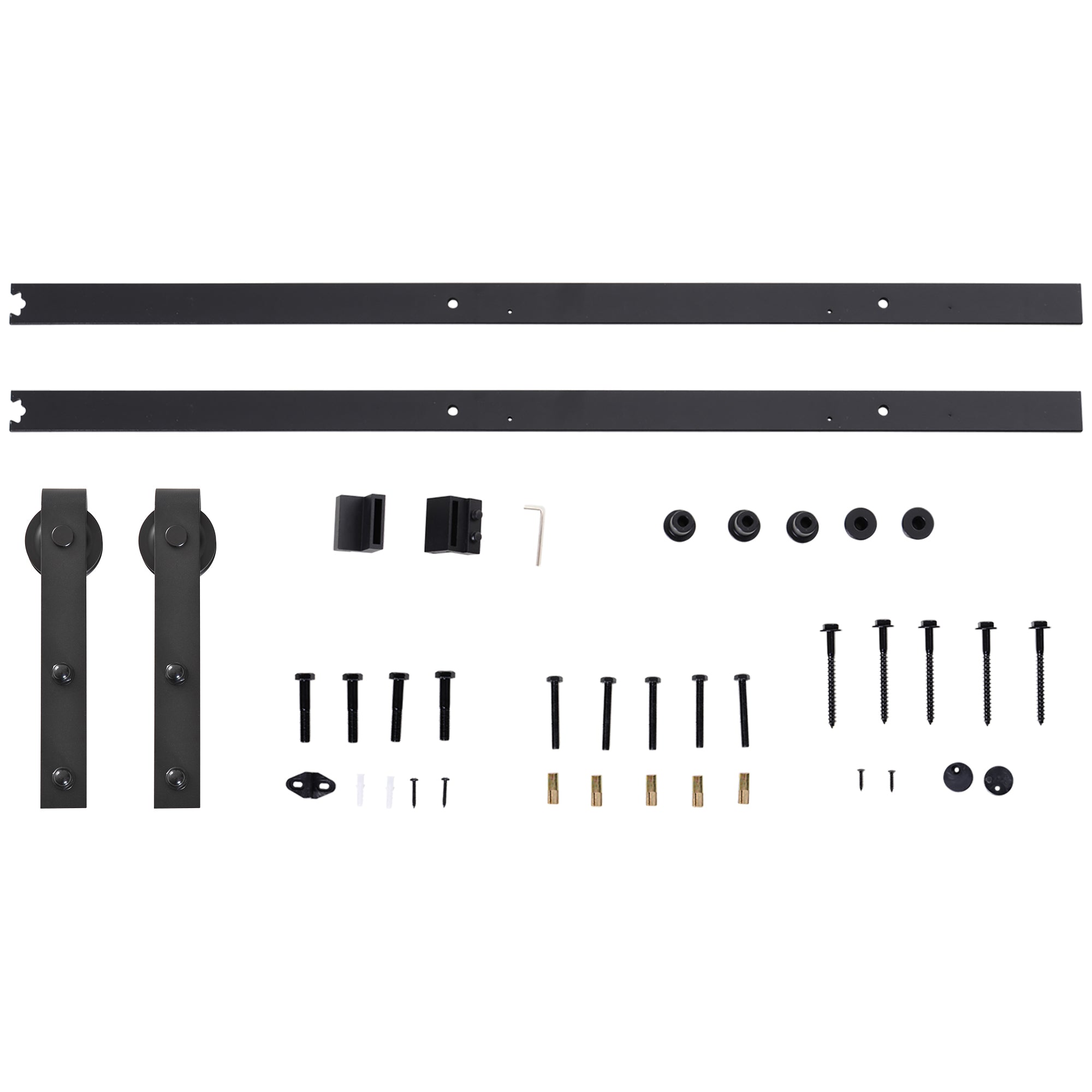 Sliding Door Hardware Kit 200 cm Complete Set Carbon Steel Black