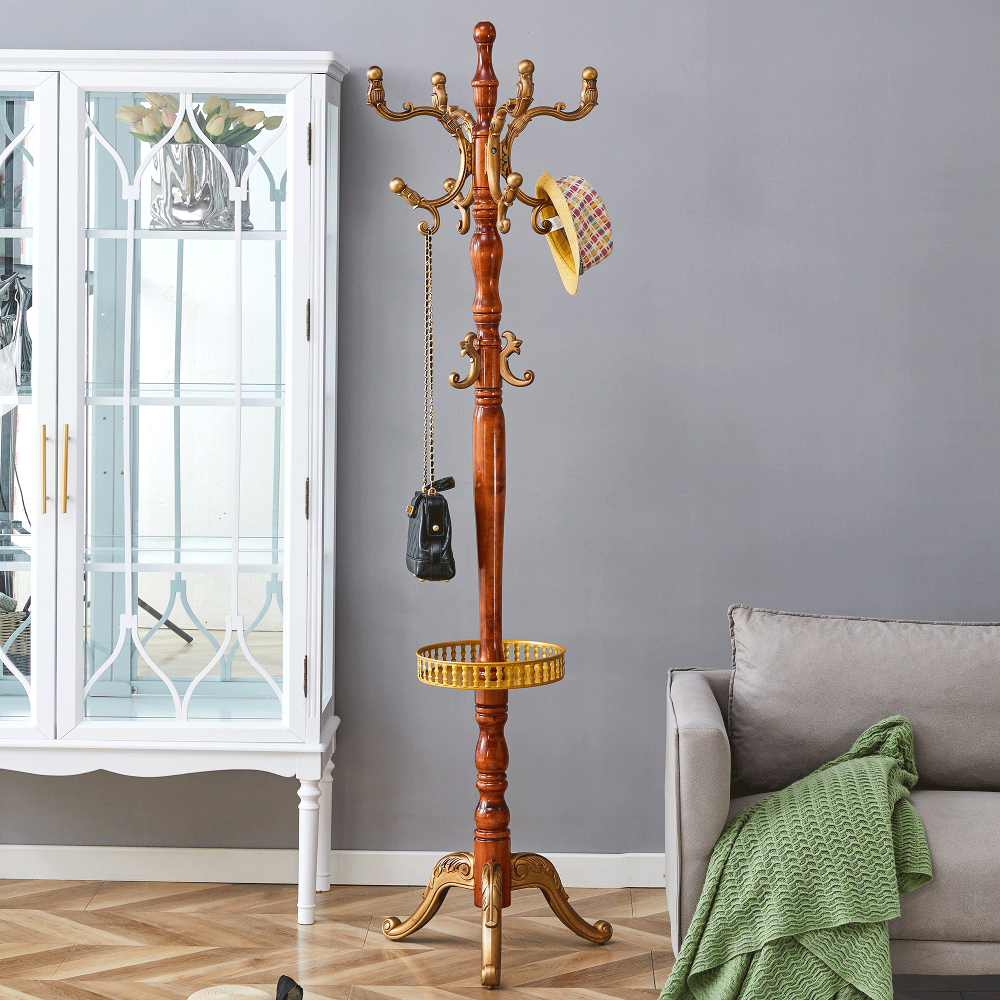 Clothes Rack Versatile Solid Wood Stable - Horseradish Wood Look