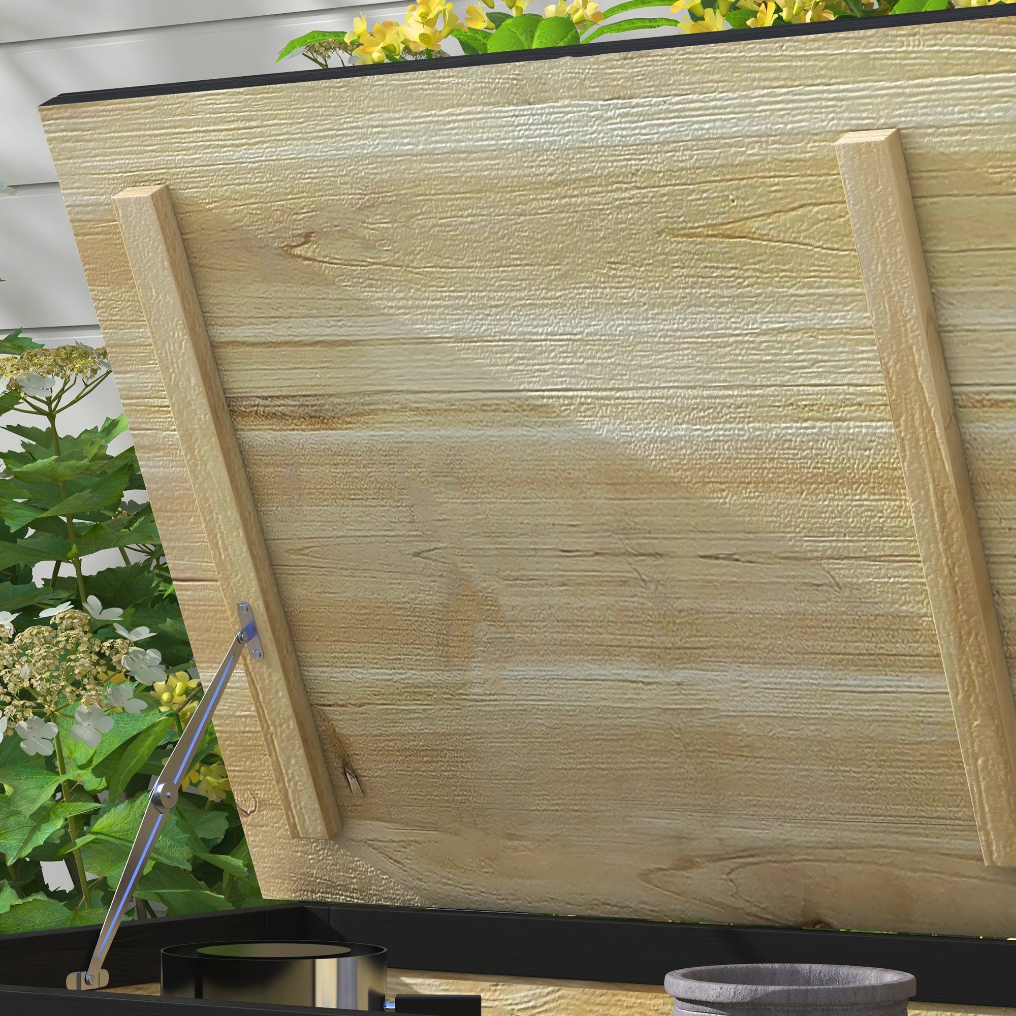 Wooden Garden Storage Box 121L Cushion Box with Wheels, Weatherproof, Natural