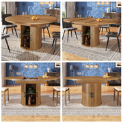 Extendable Dining Table Round/Oval 118-158 cm Seats 6 Walnut/Black