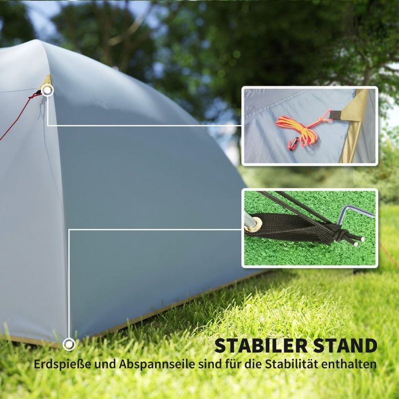 Camping tent for 4 people, waterproof tunnel with 2 doors, packing bag, for camping, travel, trekking, garden