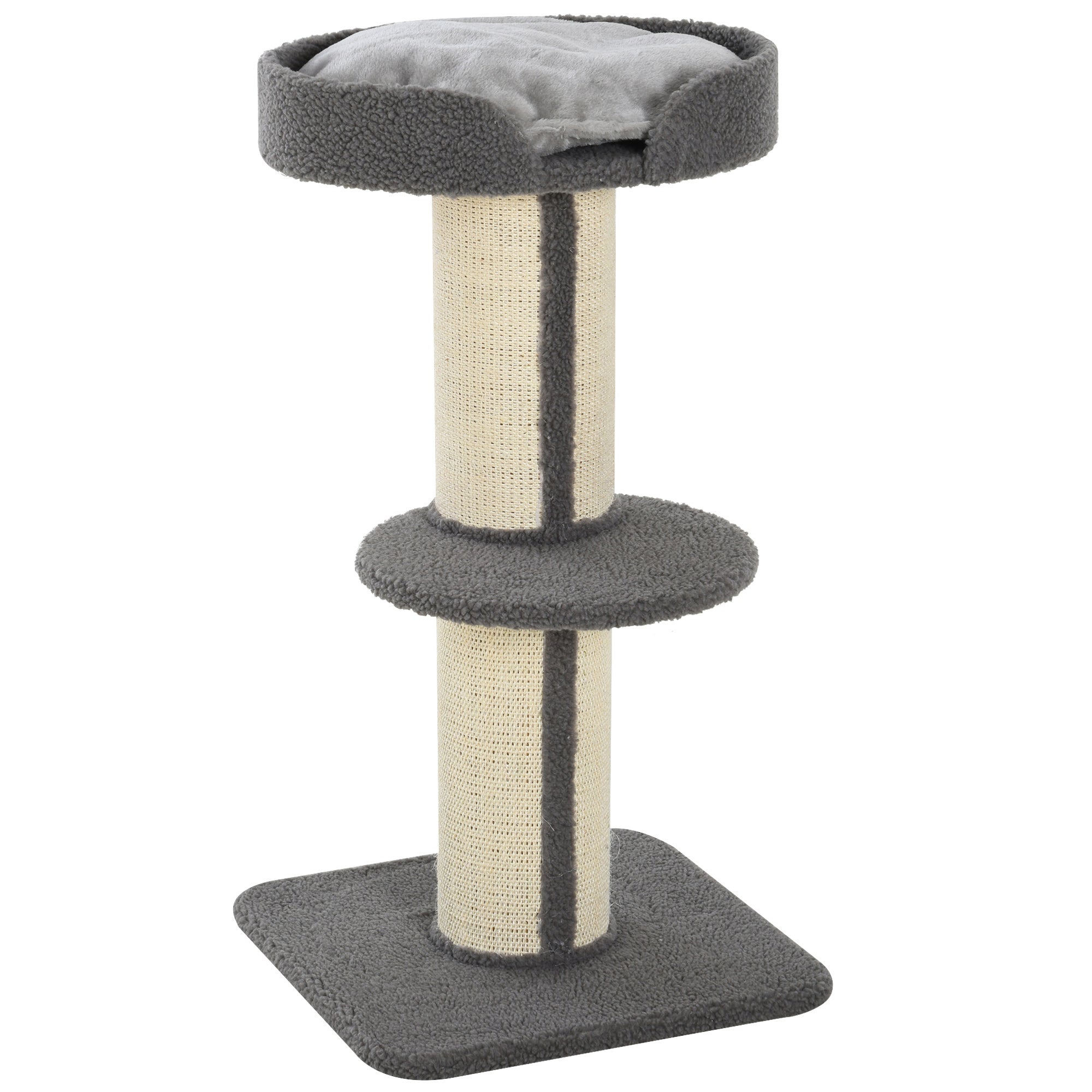 Cat Scratching Post, Sturdy with Platform, Sisal, Grey