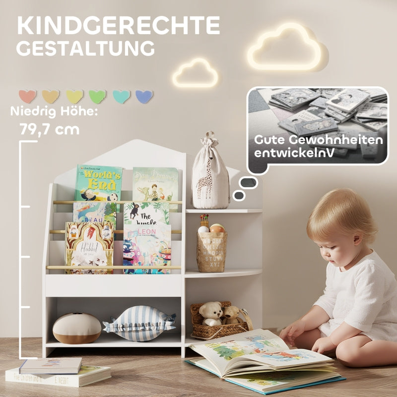 Children's Shelf 7 Shelves Rounded Edges - White