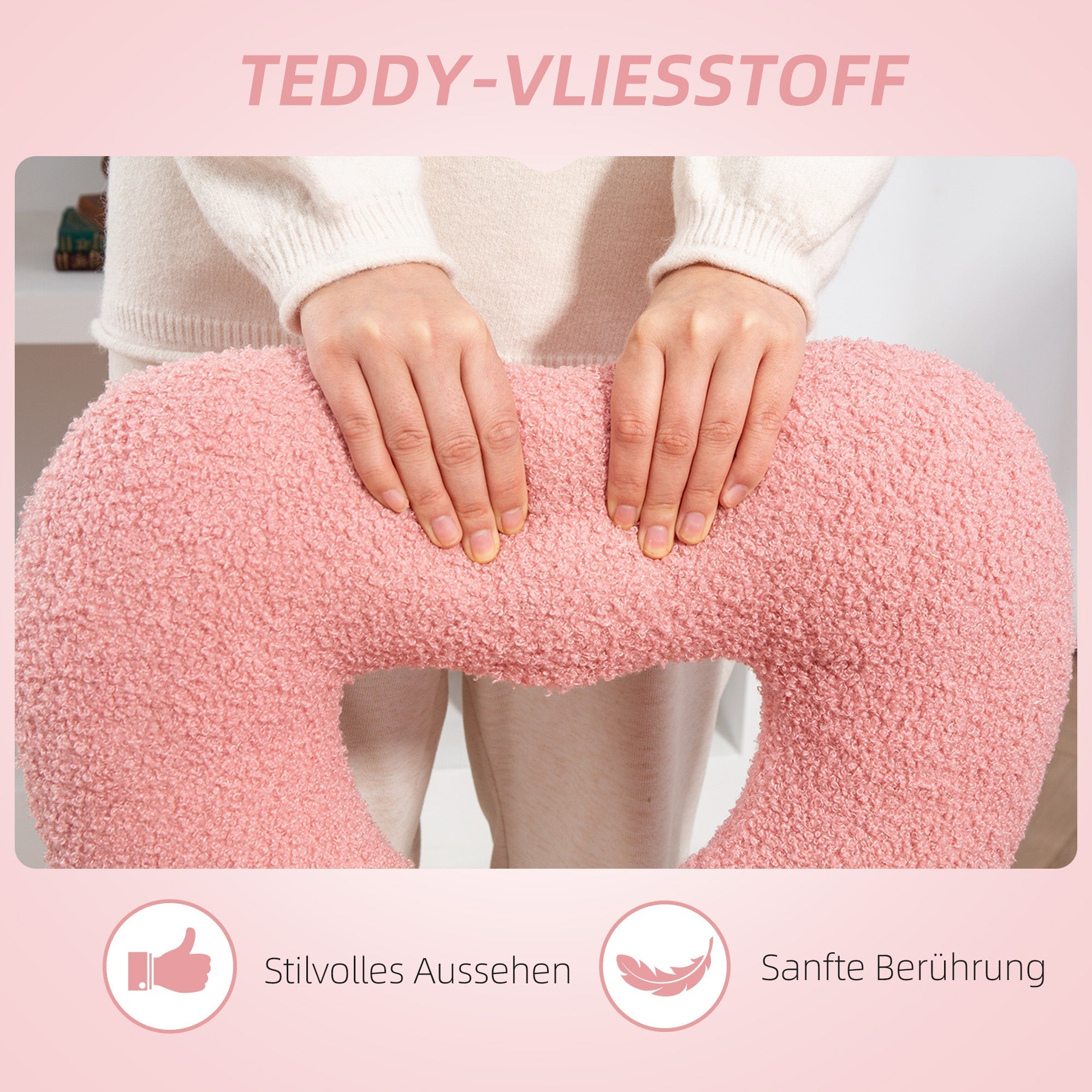 Swivel Desk Chair Height-Adjustable Heart Back, Teddy Fleece Pink