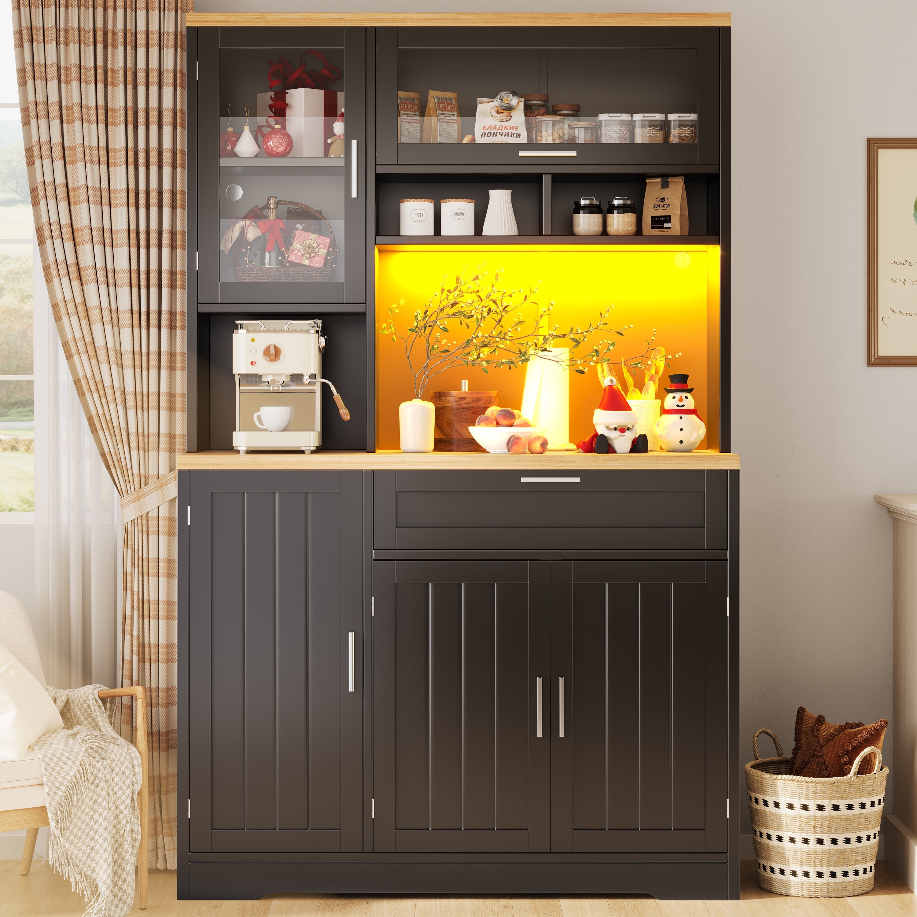 Tall Display Cabinet LED Lighting 104x40x180cm White/Black