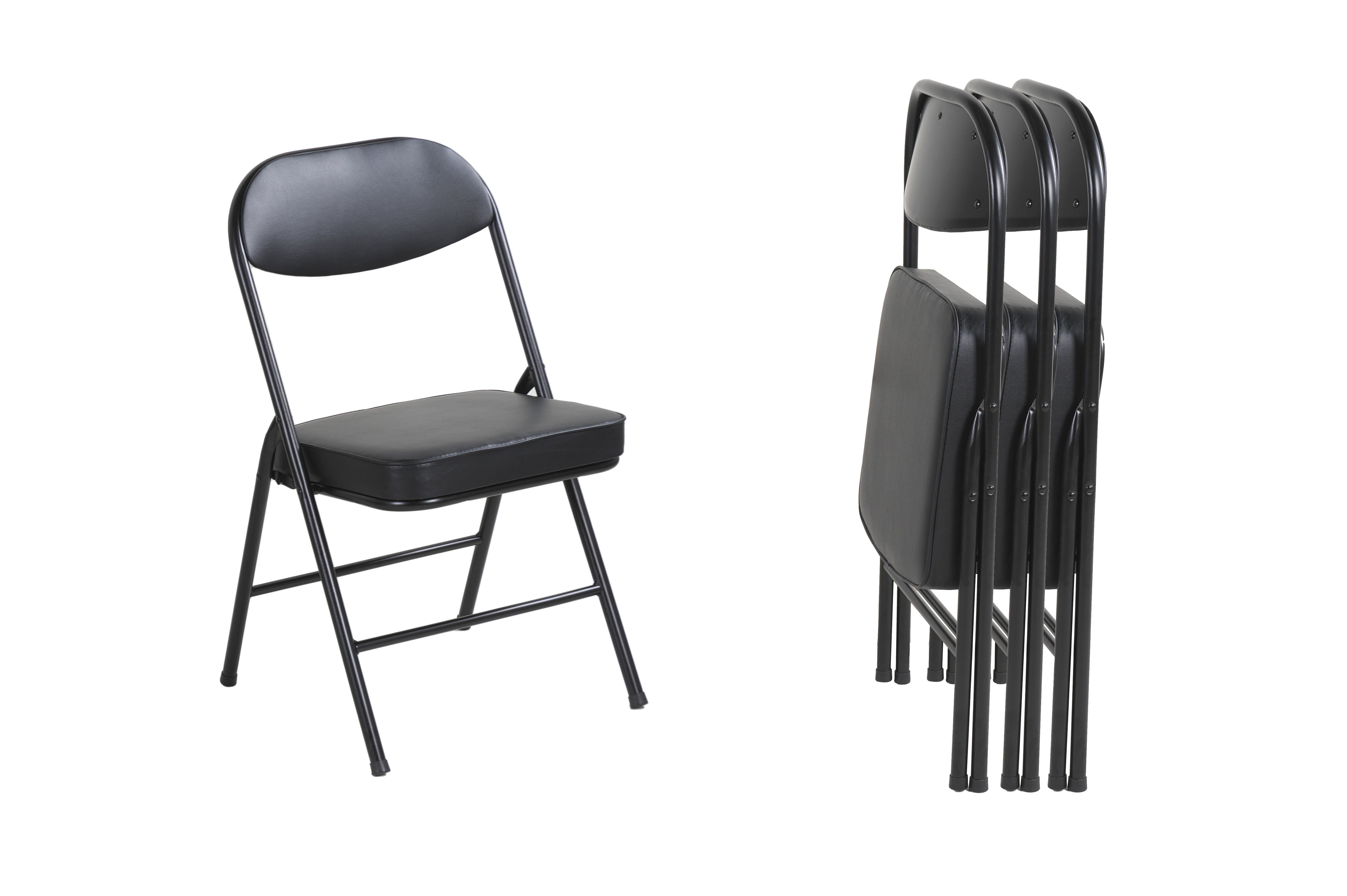 4 Pack Folding Chairs with Padded Seats Durable Metal Frame