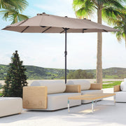 Parasol Market Umbrella Double Oval with Hand Crank, Light Coffee
