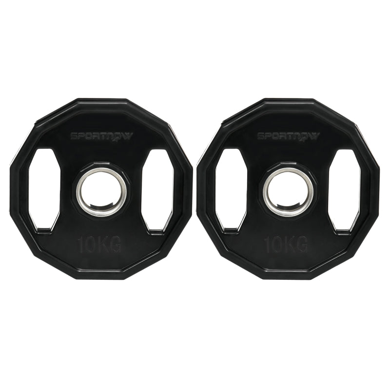 Olympic Weight Plates Set, 2 x 10kg Bumper Weights Discs with 2"/5cm Holes, Black