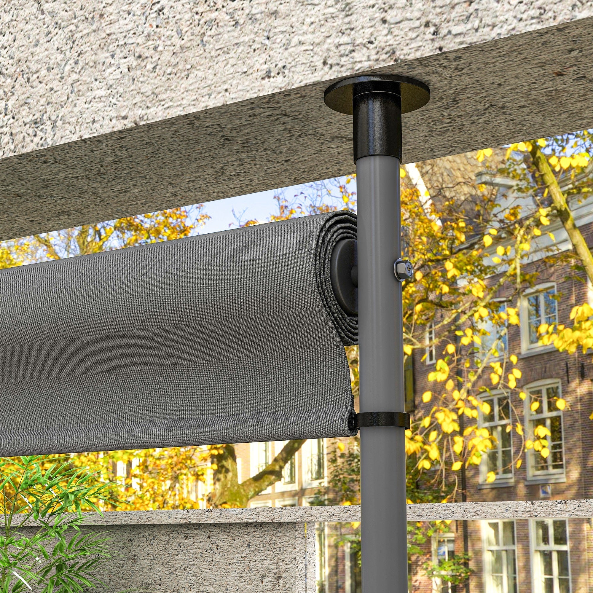Vertical Awning/Balcony Blind 150 x 220-310cm Crank Weatherproof Polyester Dark Grey