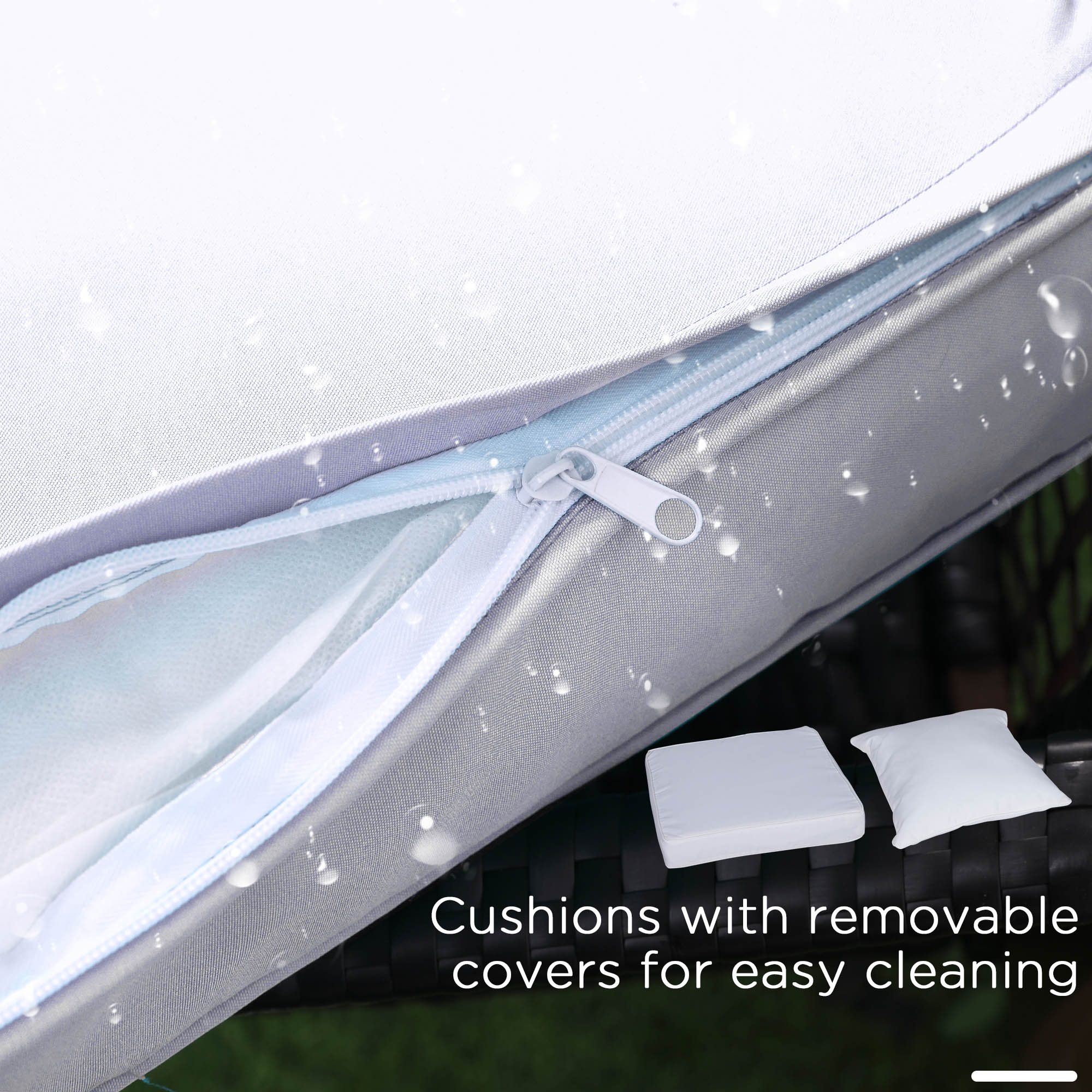 Rattan Bistro Set 3 Pieces Wicker Rocking Chairs Glass Top Table Brown