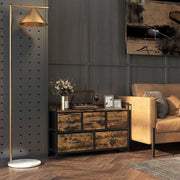 Chest of Drawers, 5-Drawer Fabric, Steel Frame, Rustic Brown