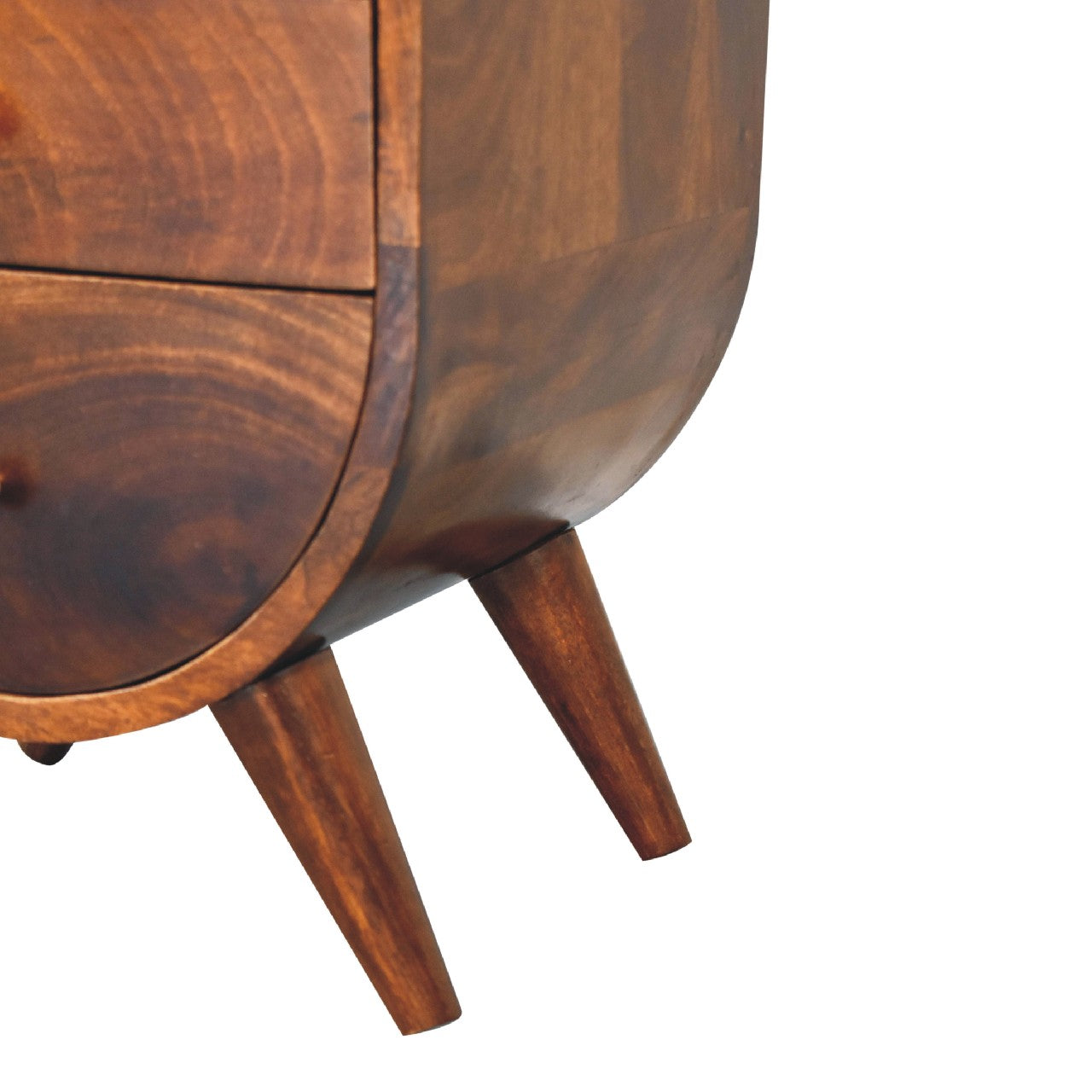 Solid Wood Bedside, 2 Drawers 1 Open Slot, Chestnut Brown