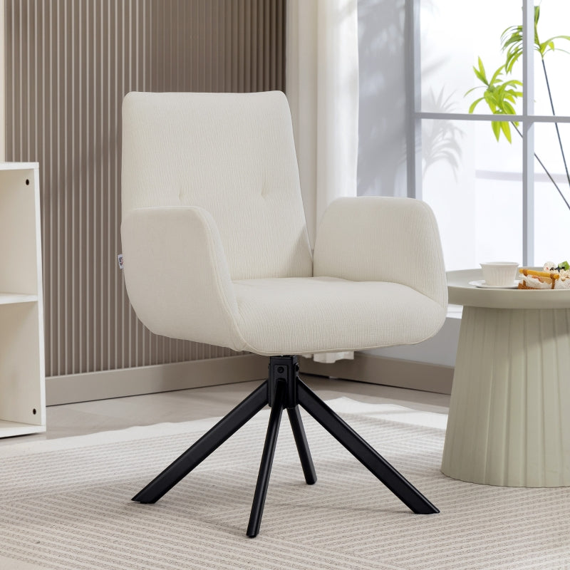 Upholstered Accent Chair Swivel Modern Design 120 kg Cream White