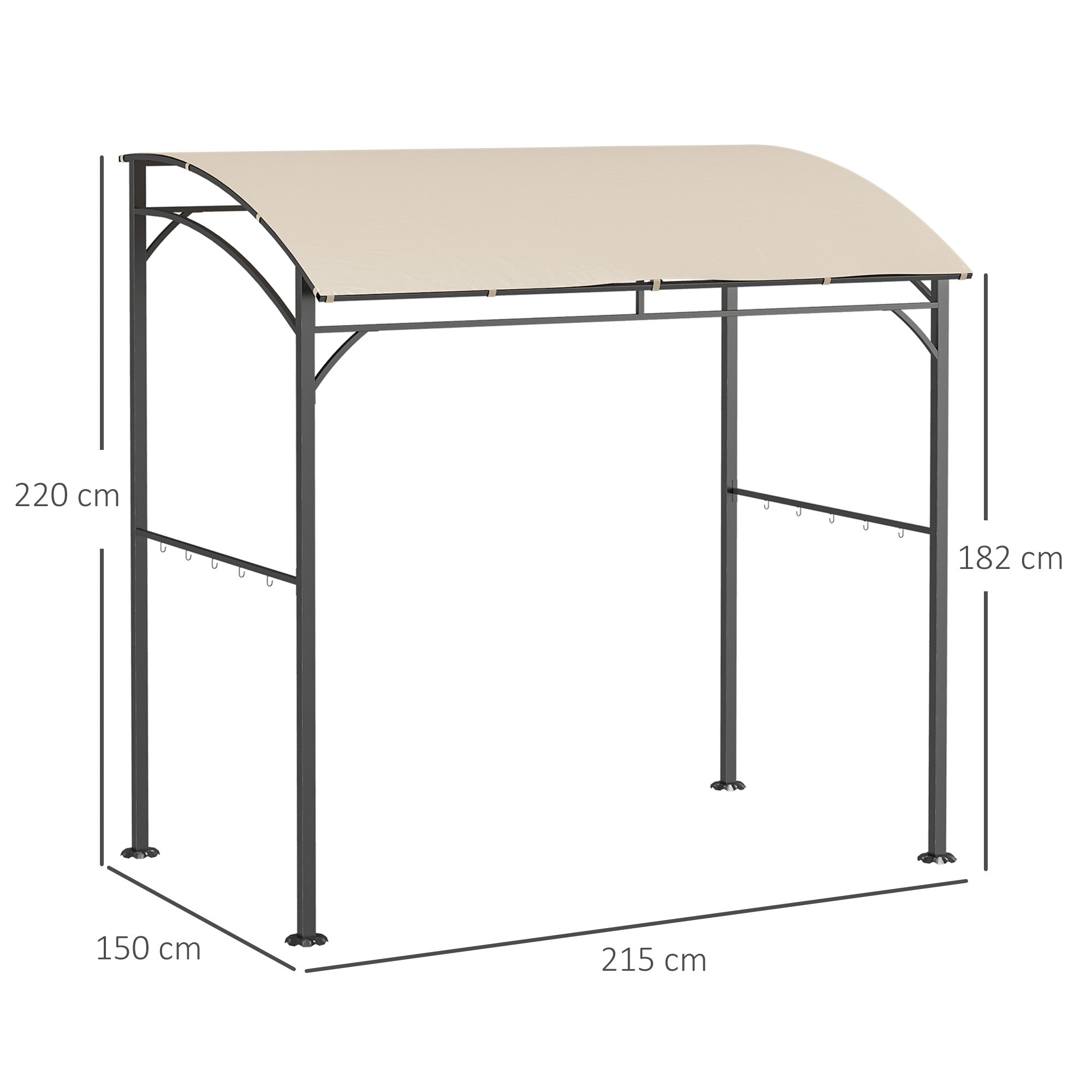 Barbecue Pavilion with UV-Resistant Canopy, Steel Frame & Hooks, Polyester Beige