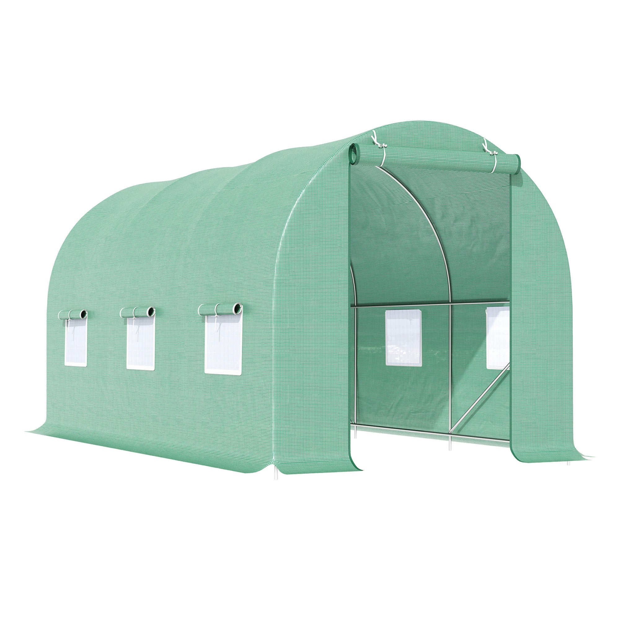 Walk-in Tunnel Greenhouse 4.5x2x2m Door Ventilation Window, Green POLYETHYLENE