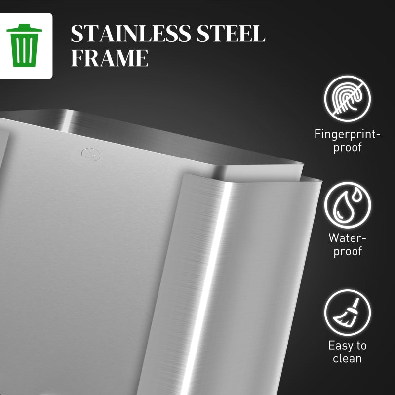 56L Dual Compartment Bin with Deodoriser Holders Stainless Steel